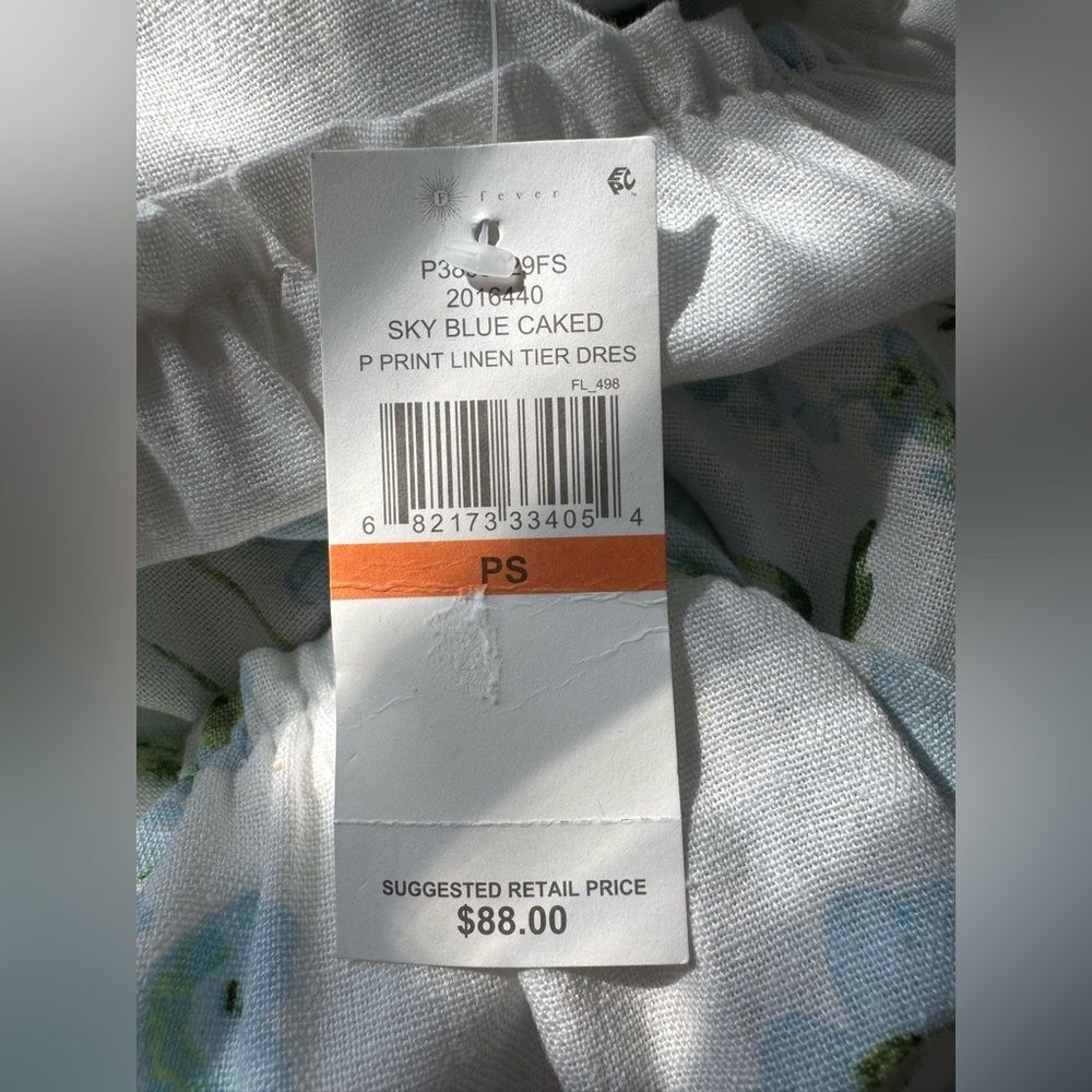New with tags! Fever “Sky Blue Caked Linen Tier” dress! - Picture 14 of 14